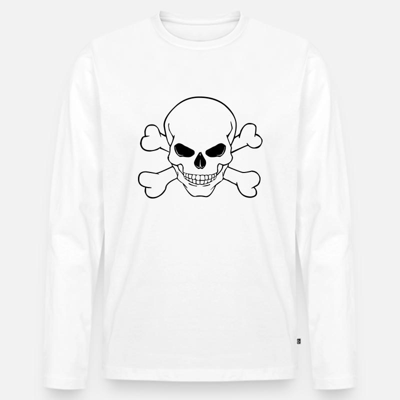 Skull - Männer Premium Bio Langarmshirt - Weiß