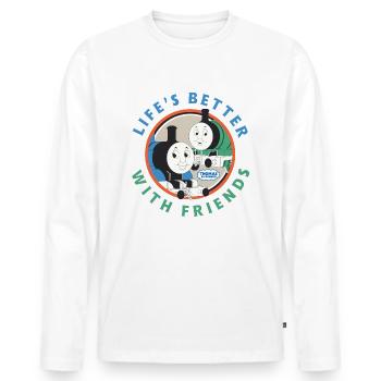 Thomas & Friends™ Thomas Avec Percy Et Citation - T-shirt manches longues Premium bio Homme - blanc - Devant - Nico (187cm)