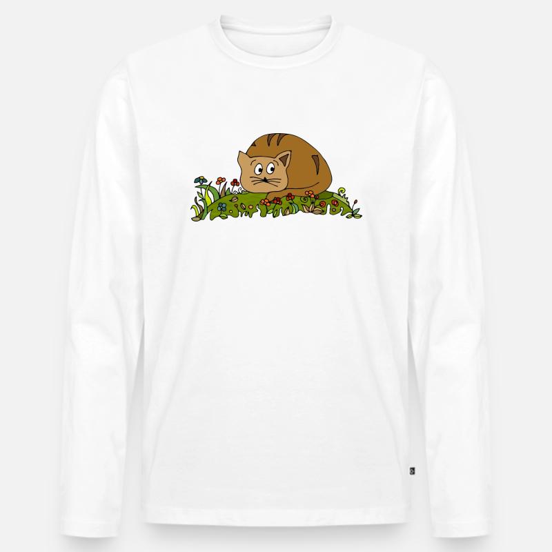 Katze - Männer Premium Bio Langarmshirt - Weiß