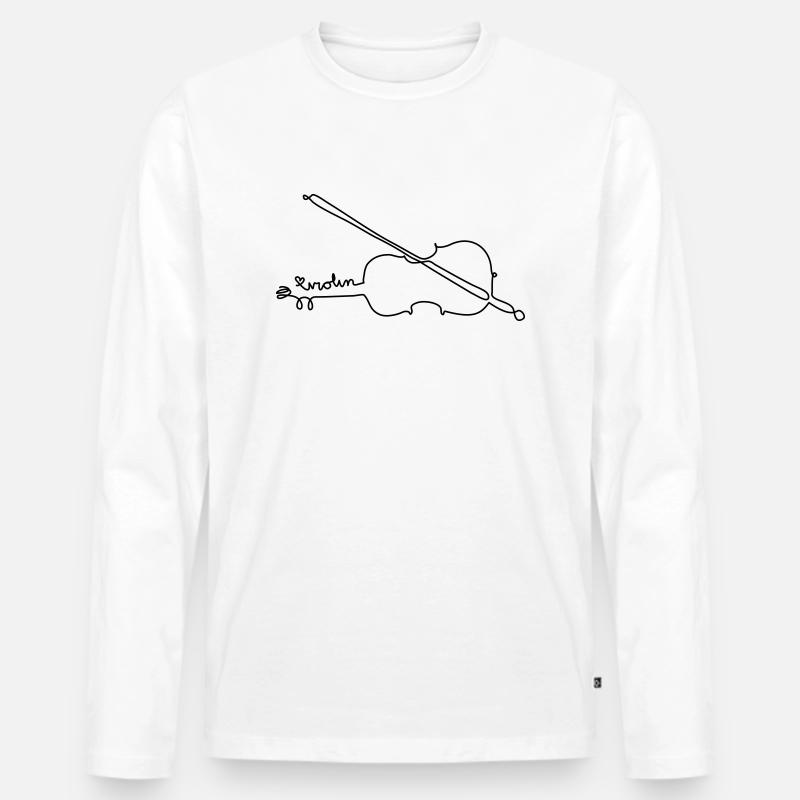 one line violin - Männer Premium Bio Langarmshirt - Weiß