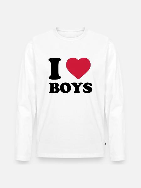 I Love Boys - Männer Premium Bio Langarmshirt - Weiß