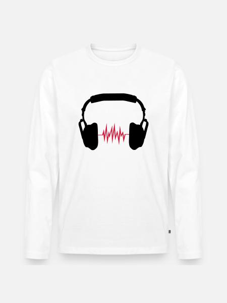 écouteurs - T-shirt manches longues Premium bio Homme - blanc