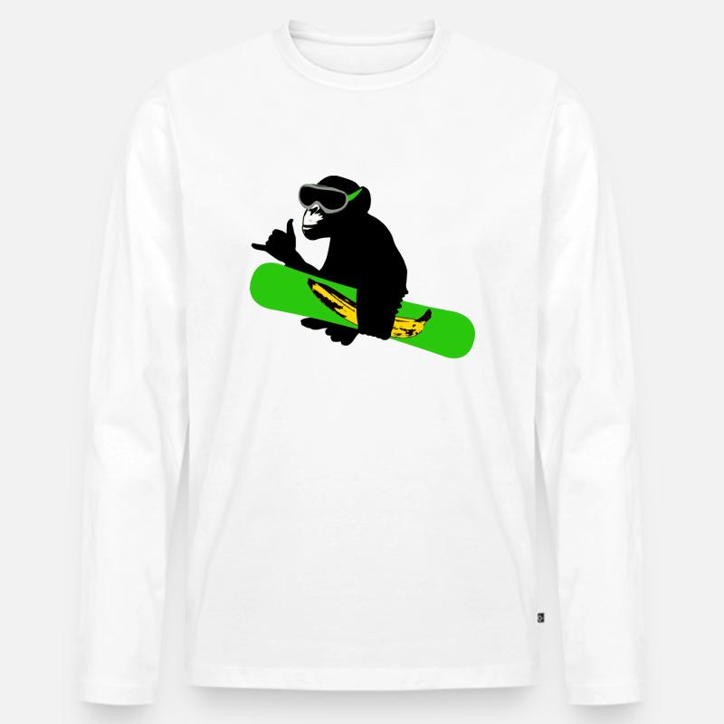 snowboard monkey - Männer Premium Bio Langarmshirt - Weiß