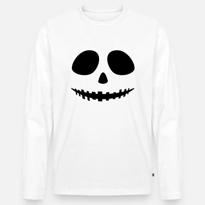 Halloween Gesicht 1c - Männer Premium Bio Langarmshirt - Weiß