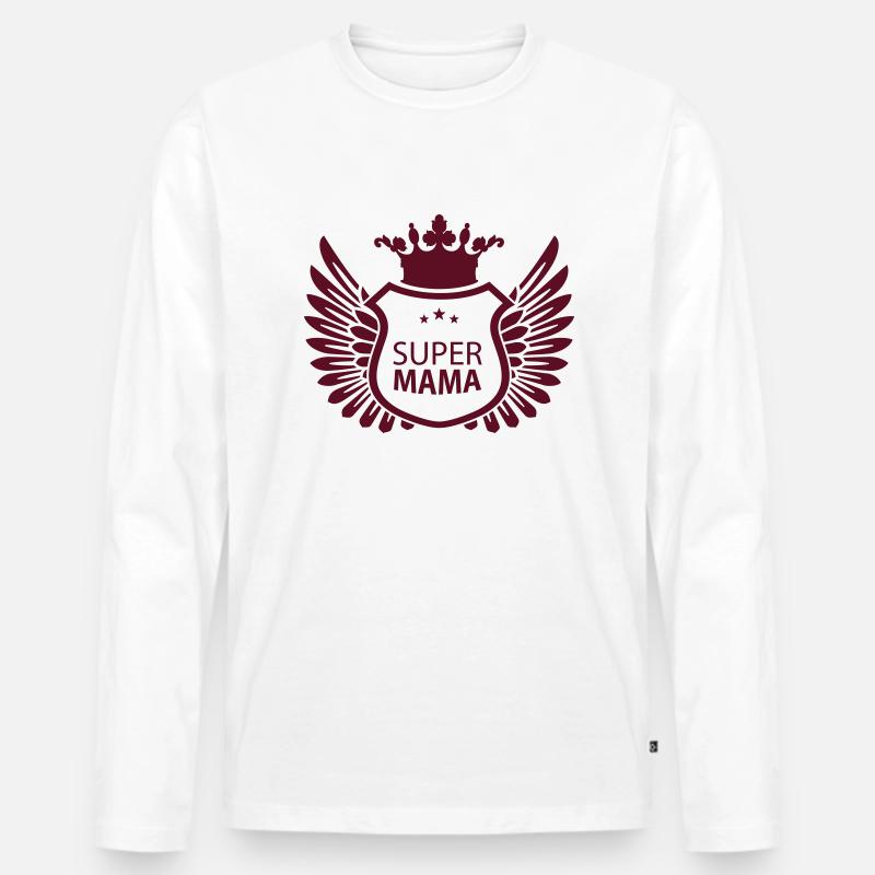 Supermama - Männer Premium Bio Langarmshirt - Weiß