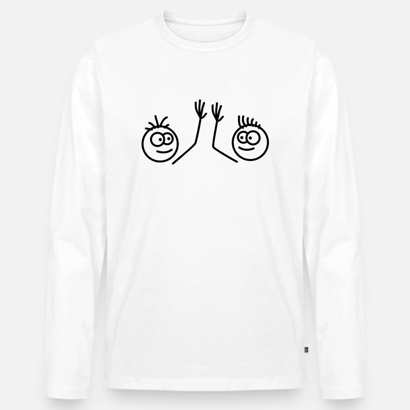 Bros - Männer Premium Bio Langarmshirt - Weiß
