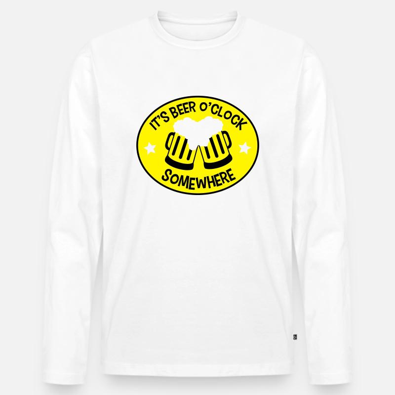 It's Beer o'Clock Somewhere - Männer Premium Bio Langarmshirt - Weiß