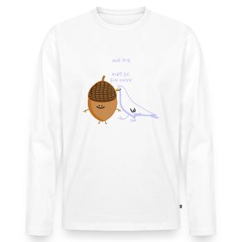 Nuss und Kuss - Männer Premium Bio Langarmshirt - Weiß - Vorne - Nico (187cm)