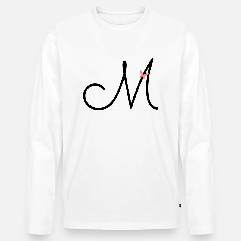 Buchstabe M Anfangsbuchstabe Schmetterling - Männer Premium Bio Langarmshirt - Weiß