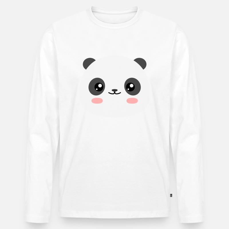 Kawaii Panda - Männer Premium Bio Langarmshirt - Weiß