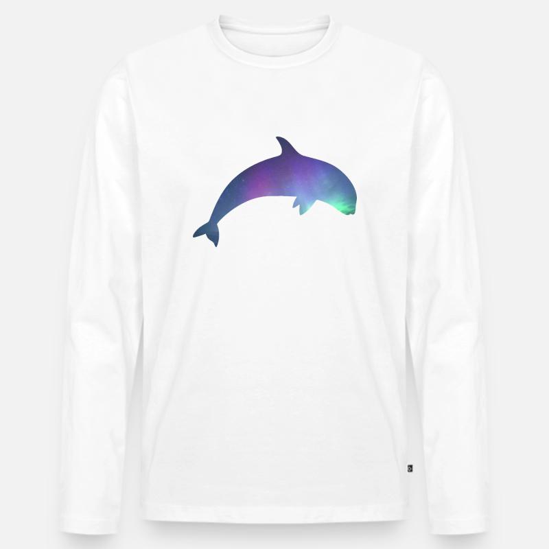 Orca/Killerwal mit Nordlichtern - Männer Premium Bio Langarmshirt - Weiß