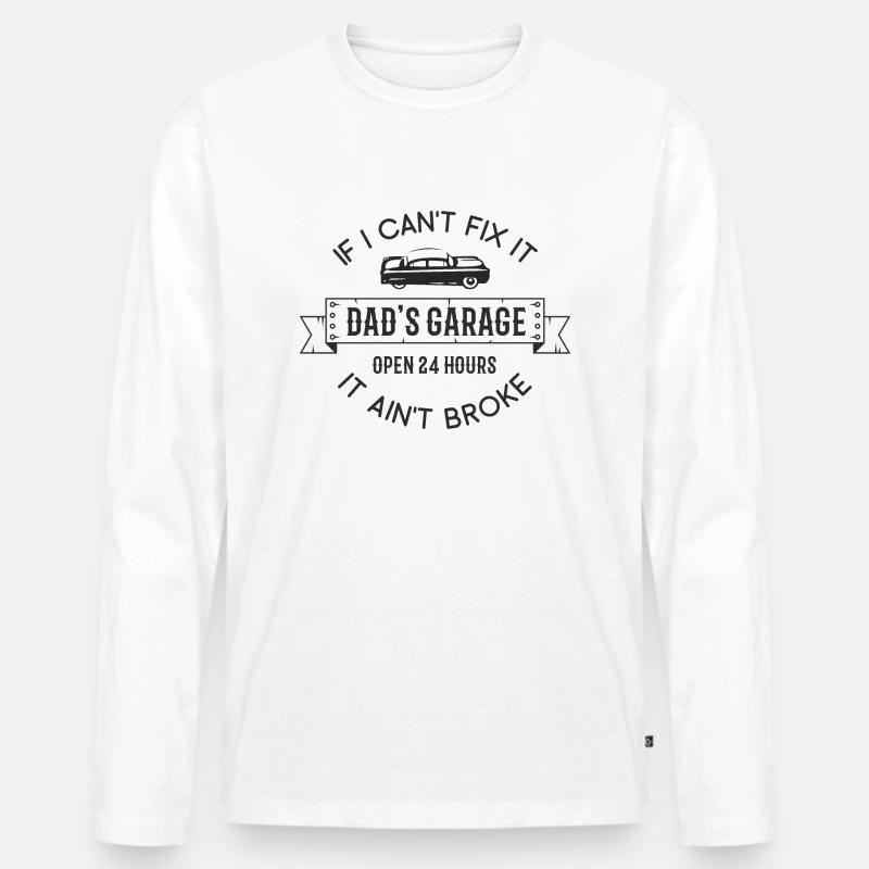 Dad s Garage - Männer Premium Bio Langarmshirt - Weiß