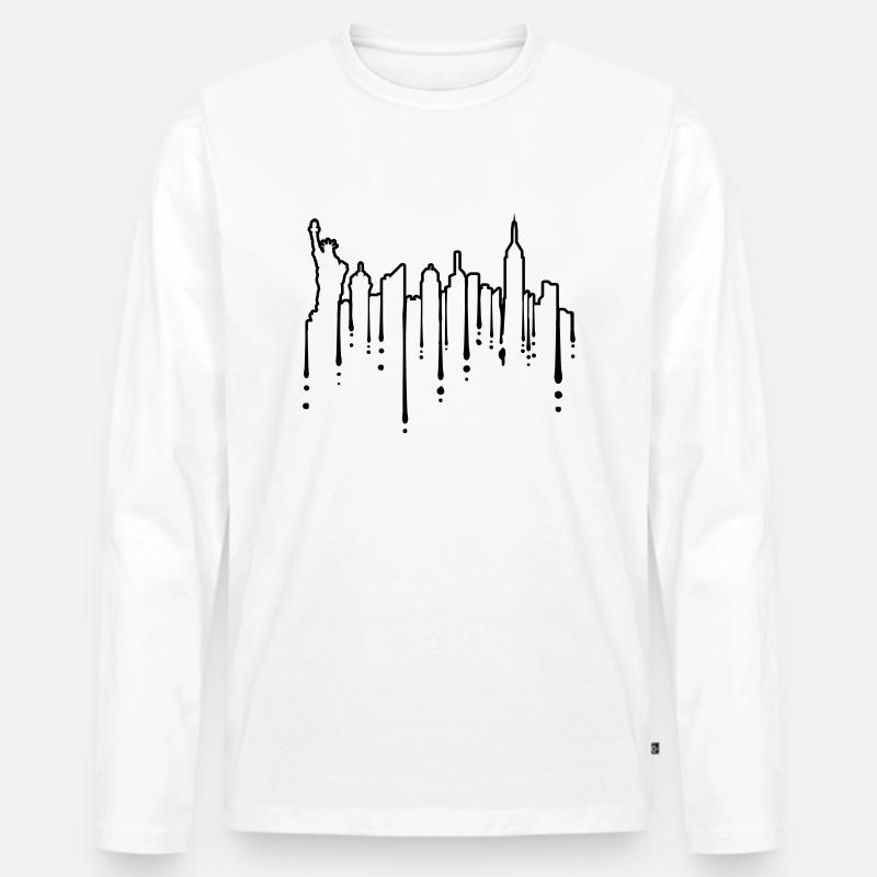 Tropfen Freiheitsstatue NYC - Männer Premium Bio Langarmshirt - Weiß