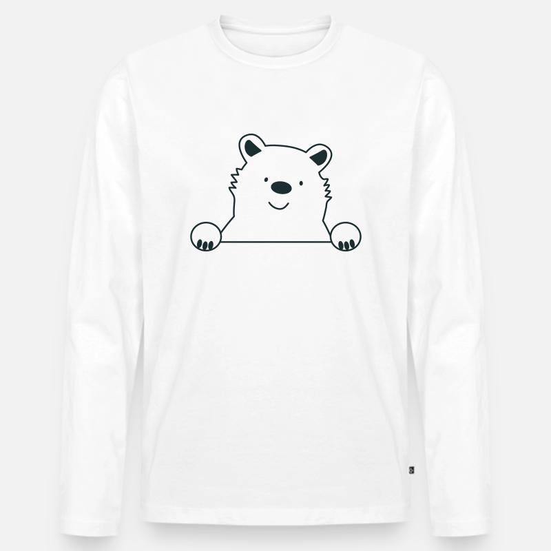 Süßer Guckbär - Männer Premium Bio Langarmshirt - Weiß