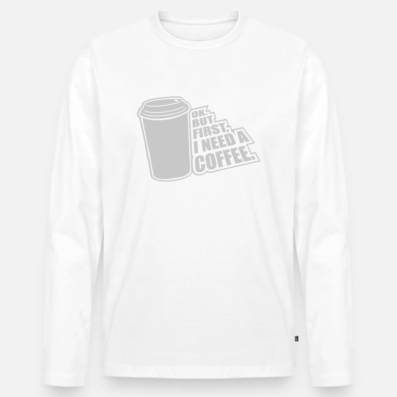 Fist I need Coffee - Männer Premium Bio Langarmshirt - Weiß