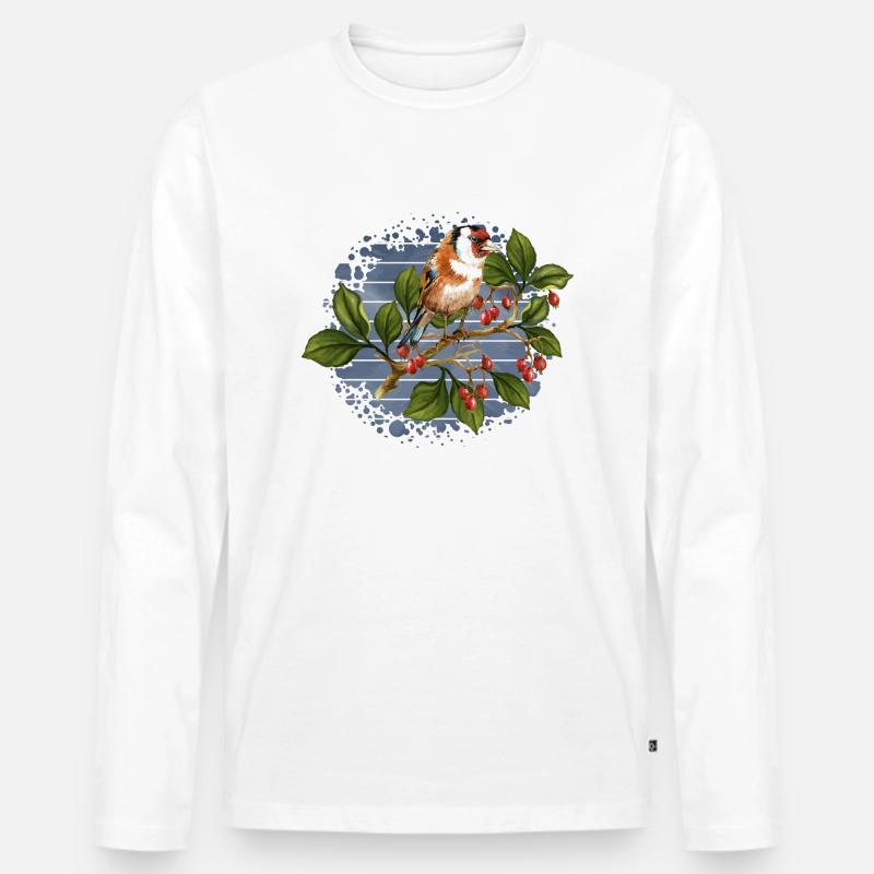Bunter Vogel - Männer Premium Bio Langarmshirt - Weiß