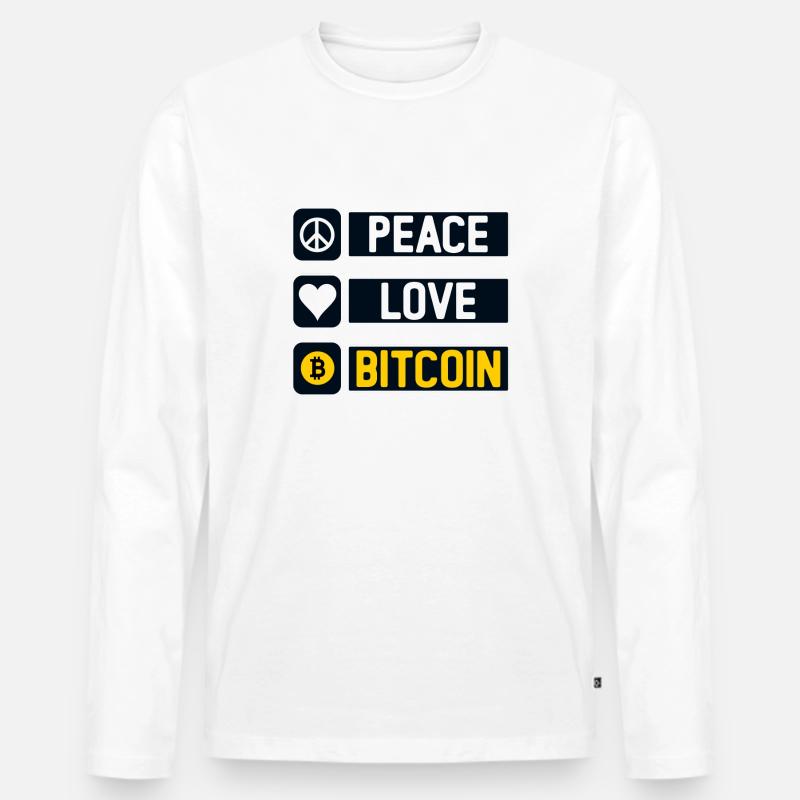 Frieden Liebe Bitcoin - Männer Premium Bio Langarmshirt - Weiß