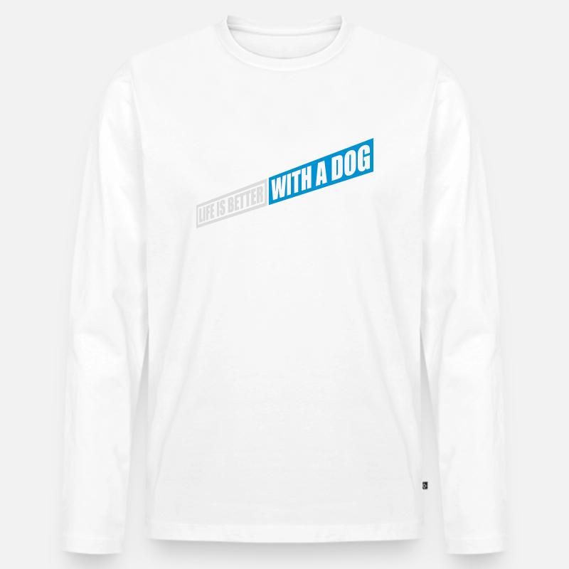 better with a dog - Männer Premium Bio Langarmshirt - Weiß