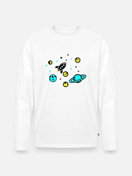 Universe - Men's Premium Organic Long Sleeve Shirt - white