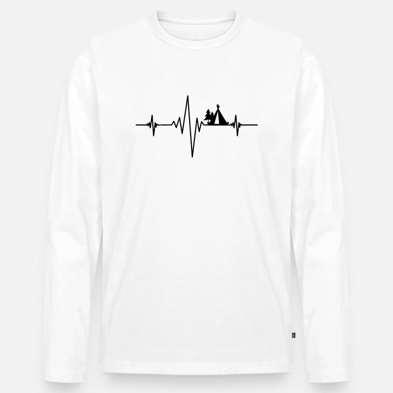Heartbeat Camping - Männer Premium Bio Langarmshirt - Weiß