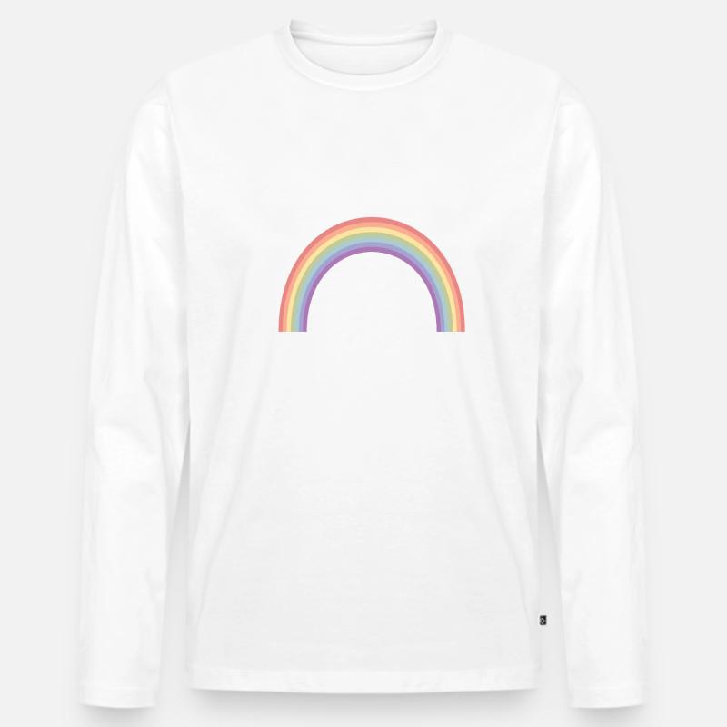 REGENBOGEN STERNE - Männer Premium Bio Langarmshirt - Weiß