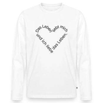 Lebensfreude pur - Männer Premium Bio Langarmshirt - Weiß - Vorne - Nico (187cm)