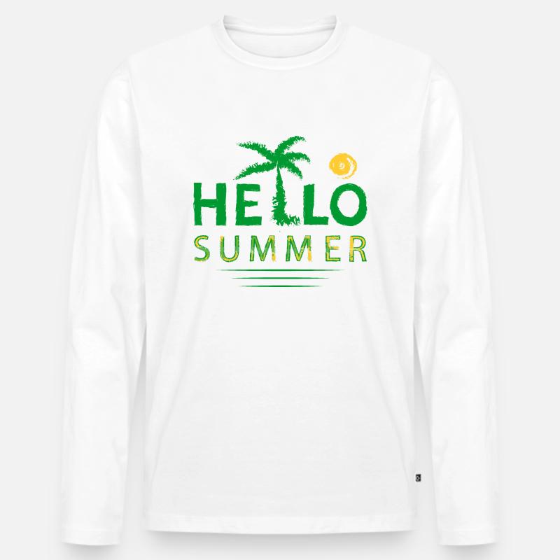 Hallo Sommer - Männer Premium Bio Langarmshirt - Weiß