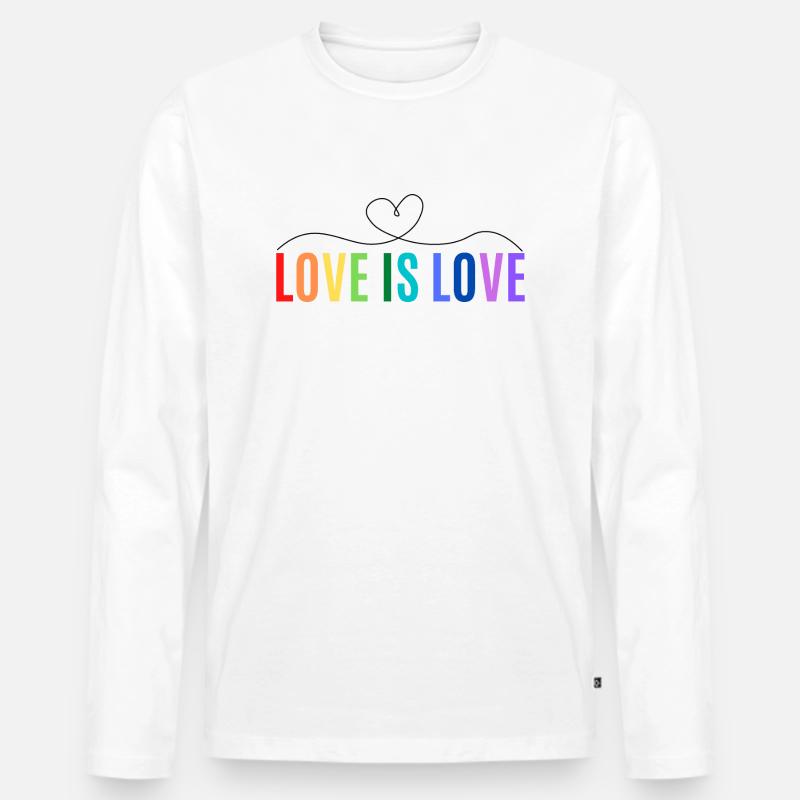 LOVE IS LOVE - Männer Premium Bio Langarmshirt - Weiß
