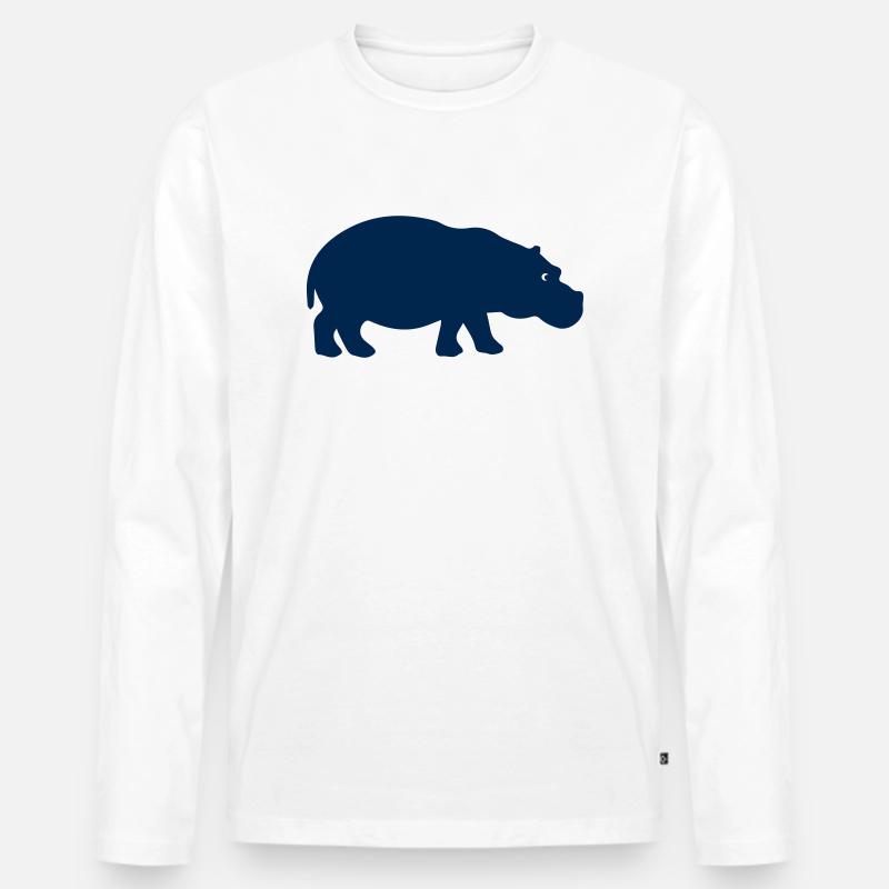 nilpferd silhouette - Männer Premium Bio Langarmshirt - Weiß