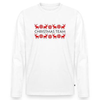 Elch Sterne Norwegen Ugly Christmas Team Santa - Männer Premium Bio Langarmshirt - Weiß - Vorne - Nico (187cm)