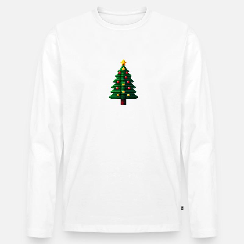 Pixel Christmas - Männer Premium Bio Langarmshirt - undefined