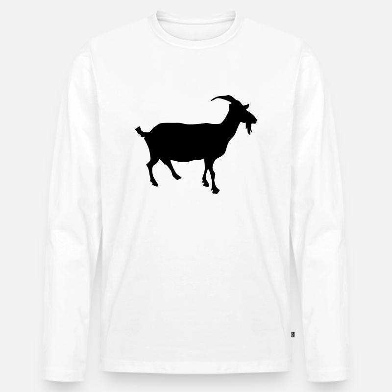 ziege silhouette - Männer Premium Bio Langarmshirt - Weiß