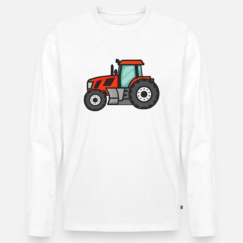 Großer Roter Traktor - Männer Premium Bio Langarmshirt - Weiß
