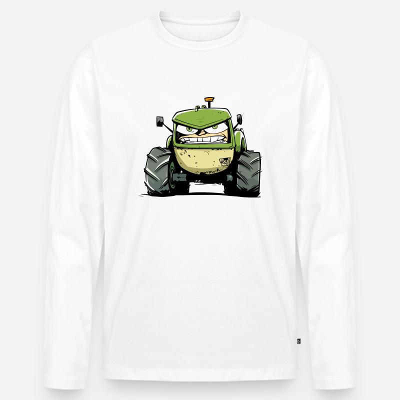 Wütender Traktor Nr. 4 - Männer Premium Bio Langarmshirt - Weiß
