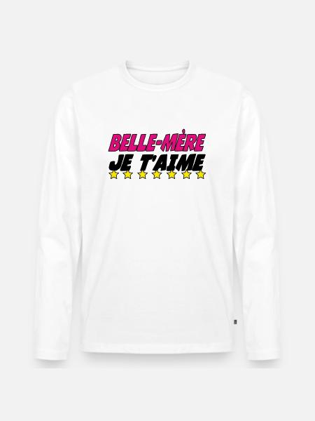 Stiefmutter, ich liebe dich - Männer Premium Bio Langarmshirt - Weiß