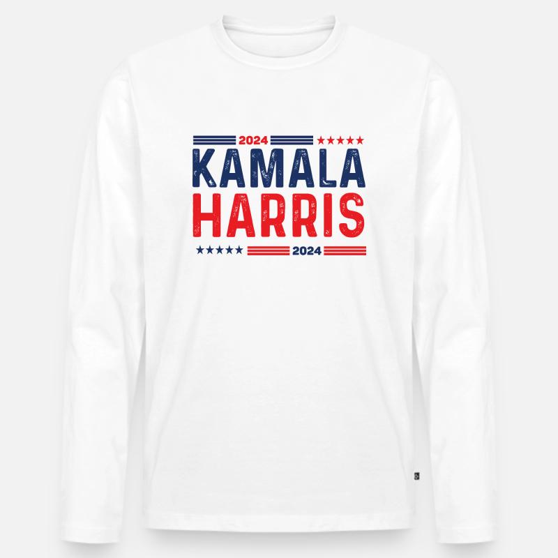 KAMALA HARRIS Amerika - Männer Premium Bio Langarmshirt - Weiß