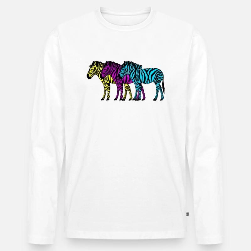 Zebras - Männer Premium Bio Langarmshirt - Weiß