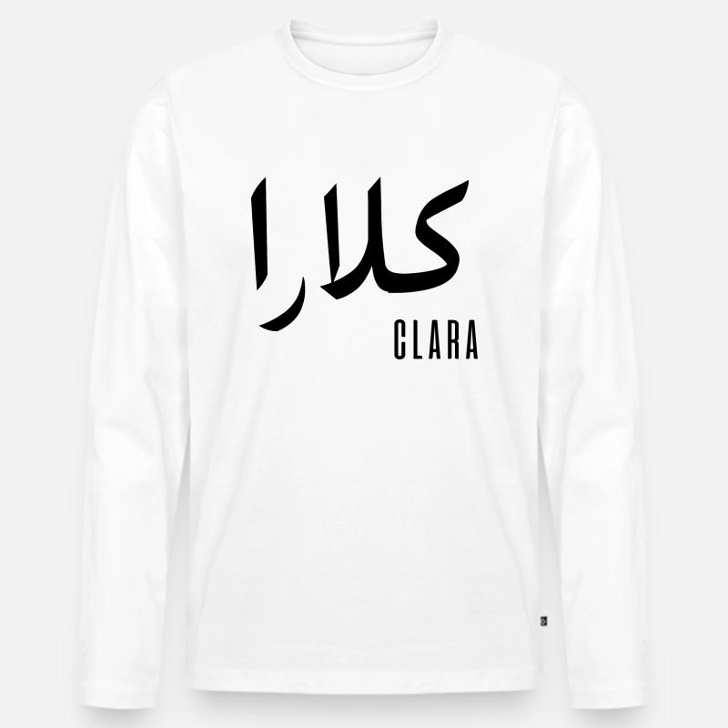 Name Clara auf Arabisch - Männer Premium Bio Langarmshirt - Weiß