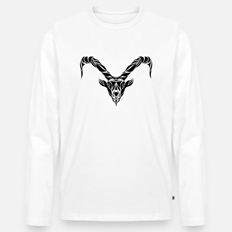 Steinbock - Männer Premium Bio Langarmshirt - Weiß