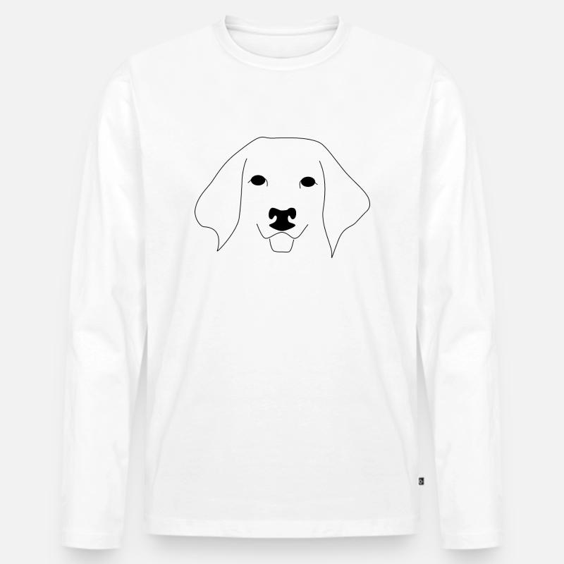 Hund - Männer Premium Bio Langarmshirt - Weiß