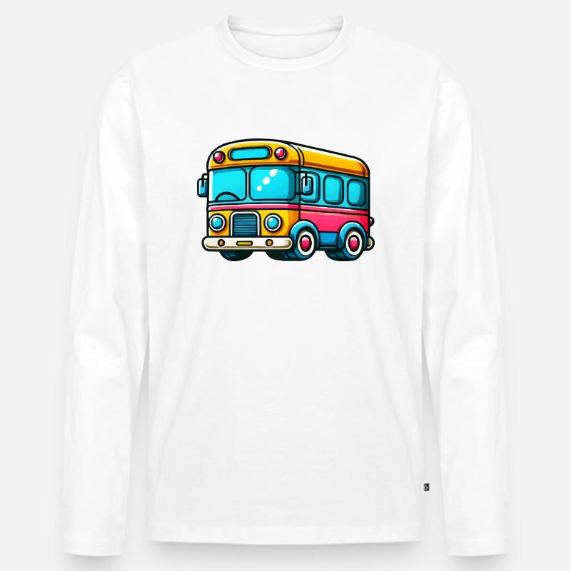 bus comic - Männer Premium Bio Langarmshirt - Weiß