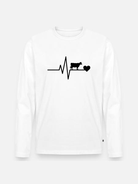 t Kuhbauer Herzschlag - Männer Premium Bio Langarmshirt - Weiß