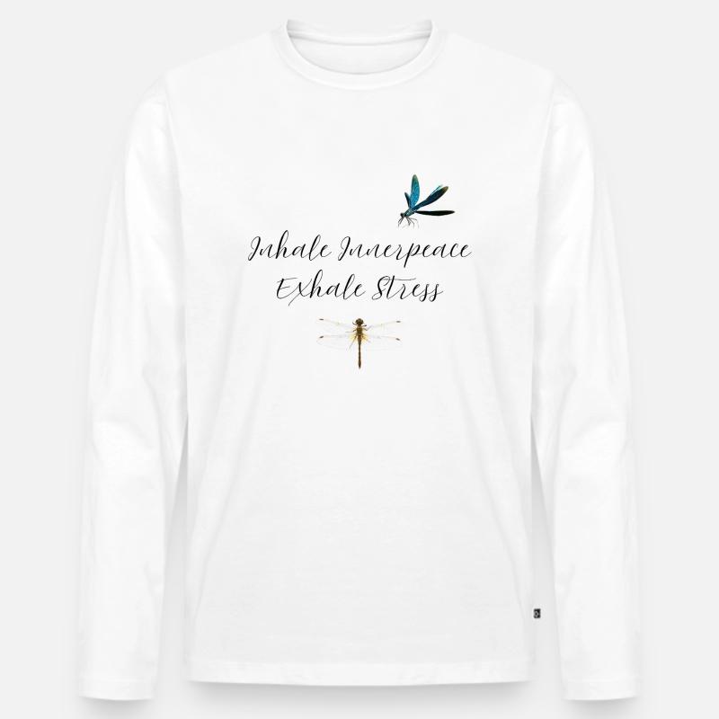Inhale Innerpeace - Männer Premium Bio Langarmshirt - Weiß