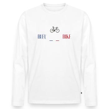 bleu blanc bike - T-shirt manches longues Premium bio Homme - blanc - Devant - Nico (187cm)