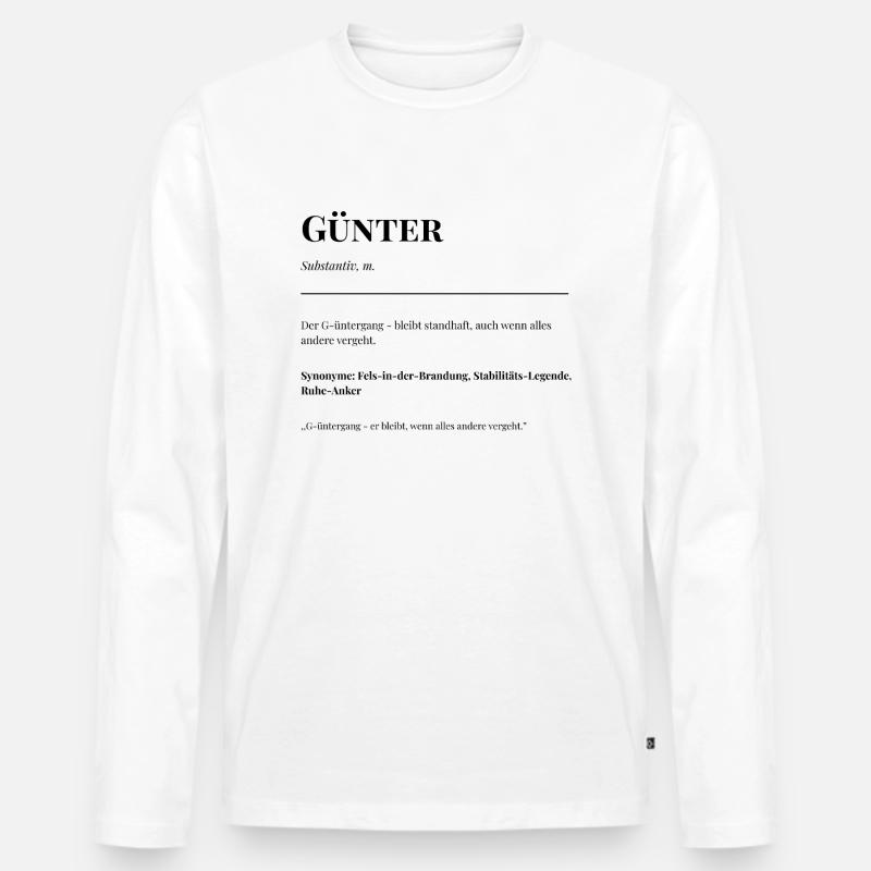 Guenter - Männer Premium Bio Langarmshirt - Weiß
