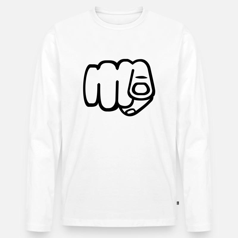 Du - Finger - Männer Premium Bio Langarmshirt - Weiß