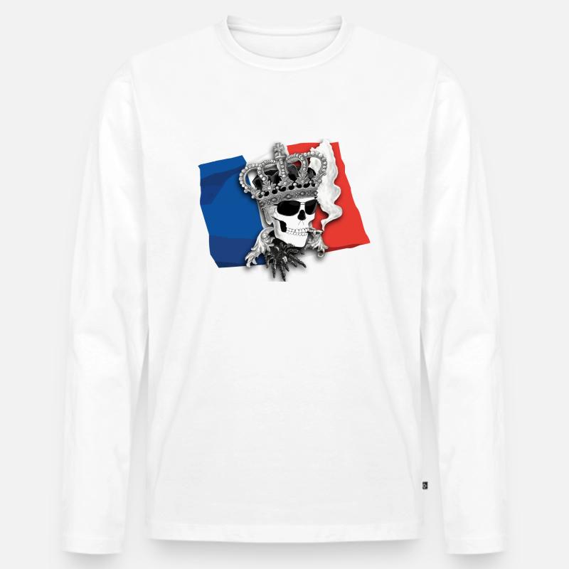 Fanshirt-Frankreich - Männer Premium Bio Langarmshirt - Weiß