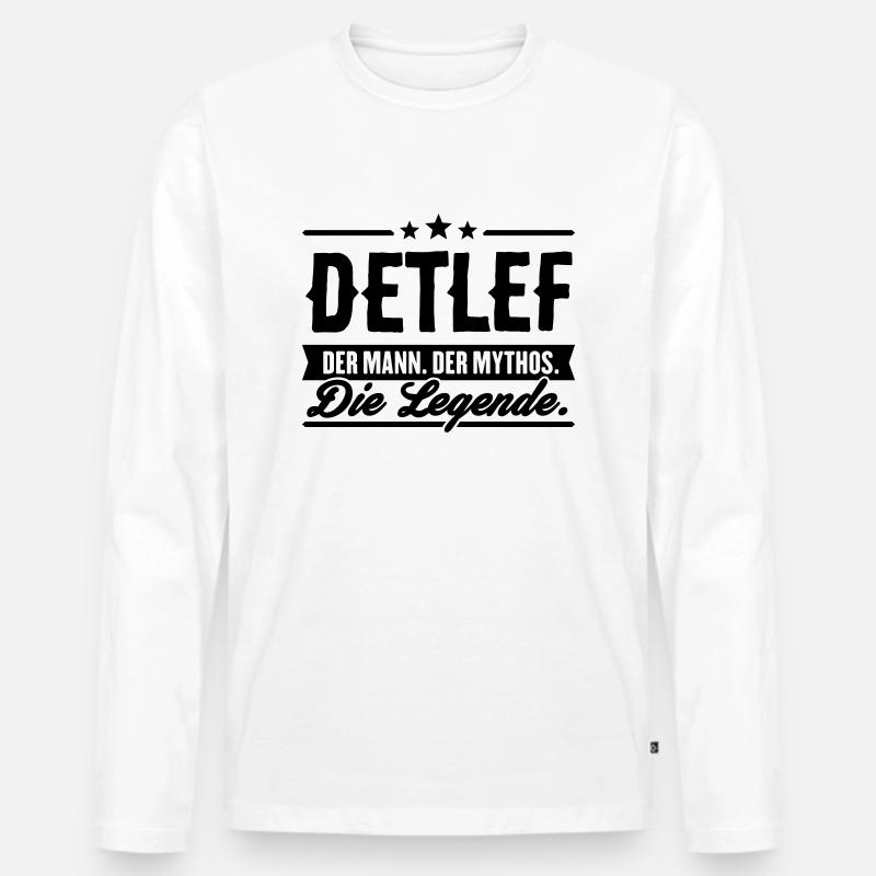 Mann Mythos Legende Detlef - Männer Premium Bio Langarmshirt - Weiß