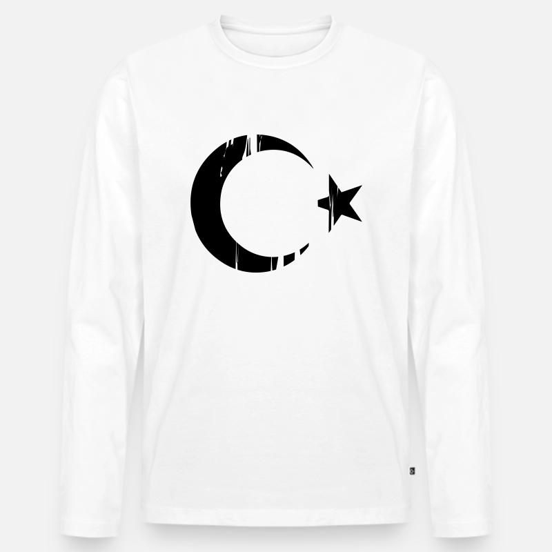 Türkische Flagge - Männer Premium Bio Langarmshirt - Weiß