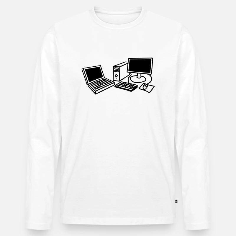 computers_1c - Männer Premium Bio Langarmshirt - Weiß